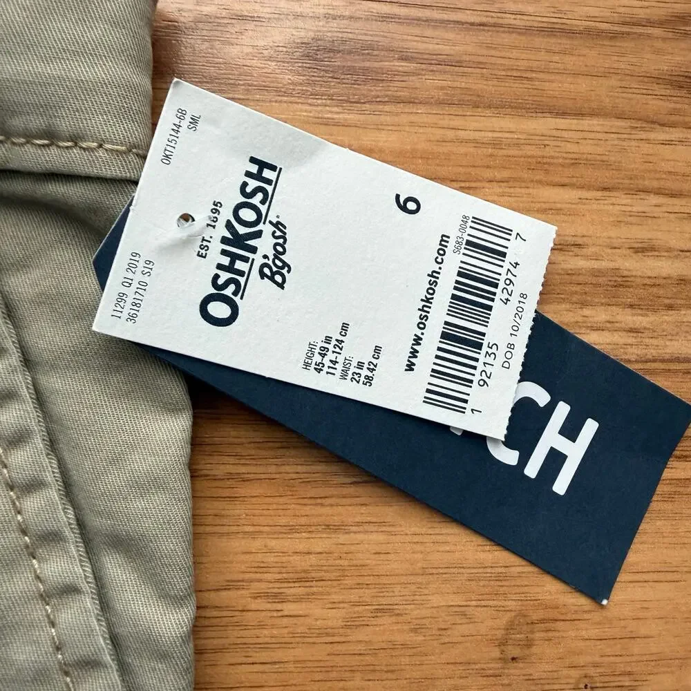 OshKosh B'gosh Boys Khaki Tan Bermuda Shorts Size 6 NWT School Preppy Classic